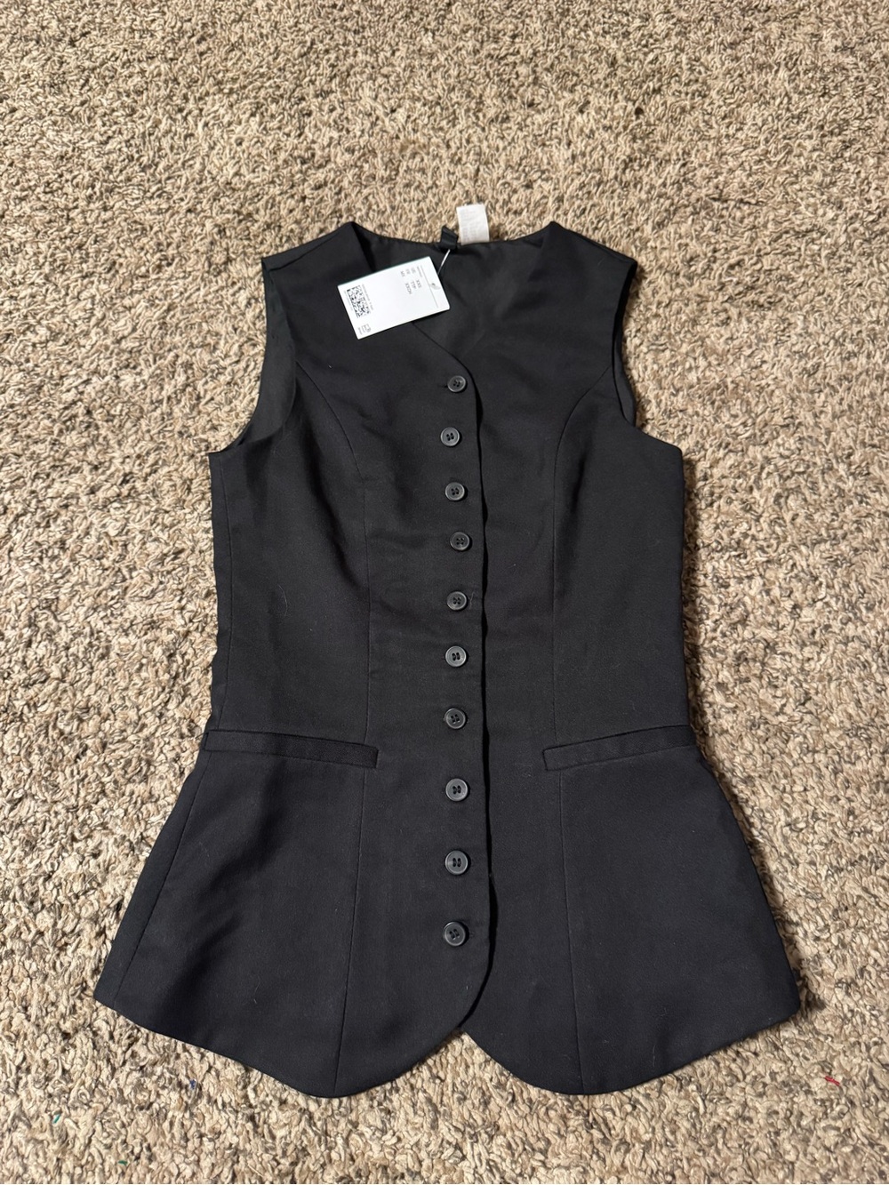 H&M Black Sleeveless Button-Up Vest Top